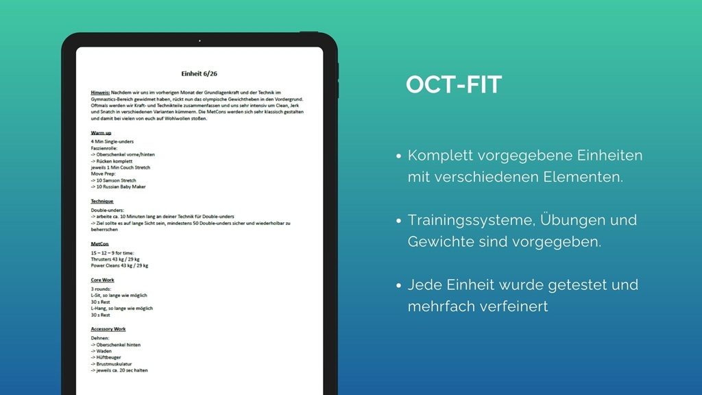 OCT-FIT - Fitnessplan Vorschau 2 OCT-FIT - Fitnessplan Vorschau 2