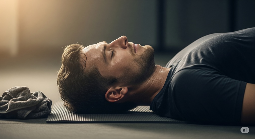 Mann bei der Regeneration nach einer anstrengenden Einheit der HIIT Methode