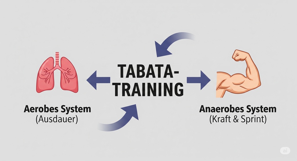 Infografik zur Wirkung von Tabata Training auf aerobe und anaerobe Energiesysteme