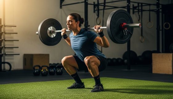 Athlet zeigt perfekte Mobility bei einem Overhead Squat im CrossTraining.