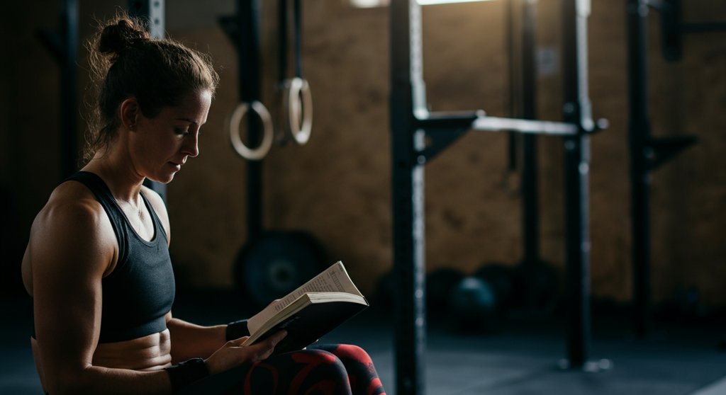 Athletin plant ihr Gewichtheben und Crosstraining mit einem Trainingsplan