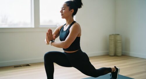 Athletische Person führt eine Mobility-Übung als Routine nach dem Intervalltraining durch.