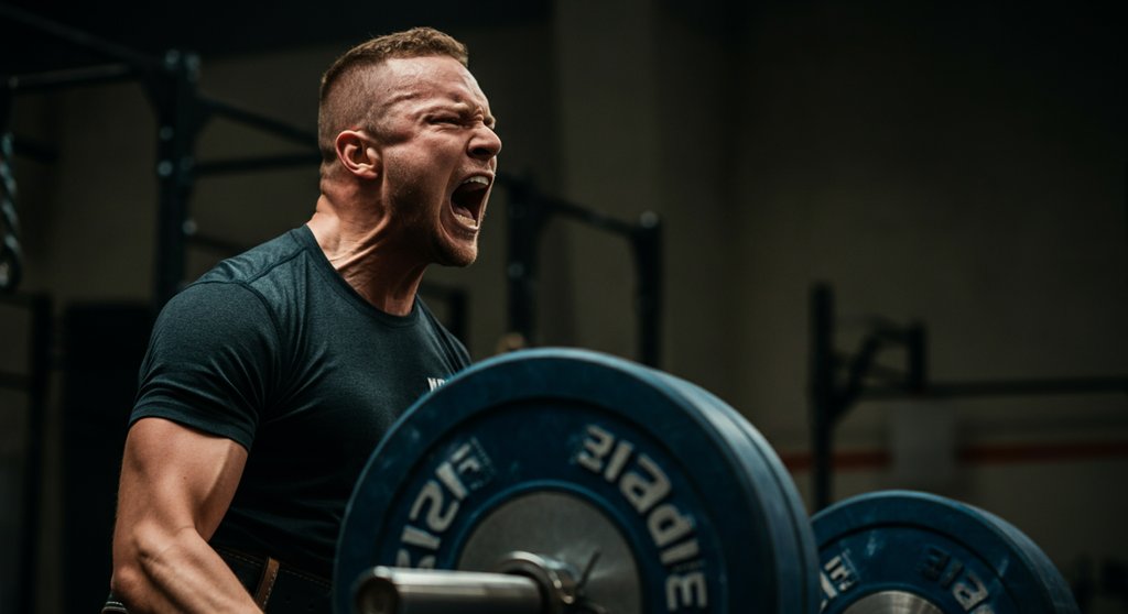 Die hormonelle Antwort des Körpers auf HIIT, dargestellt durch einen Athleten in höchster Konzentration.