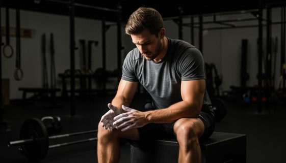 Ein Athlet denkt nach einer Crosstraining-Einheit über Regeneration und Übertraining nach.