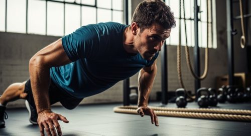Ein Mann macht ein intensives Turbulence Training Workout in einem Fitnessstudio.