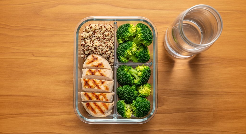 Gesunde Mahlzeit (Meal Prep) als Ernährung für den Kraftausdauer Trainingsplan.