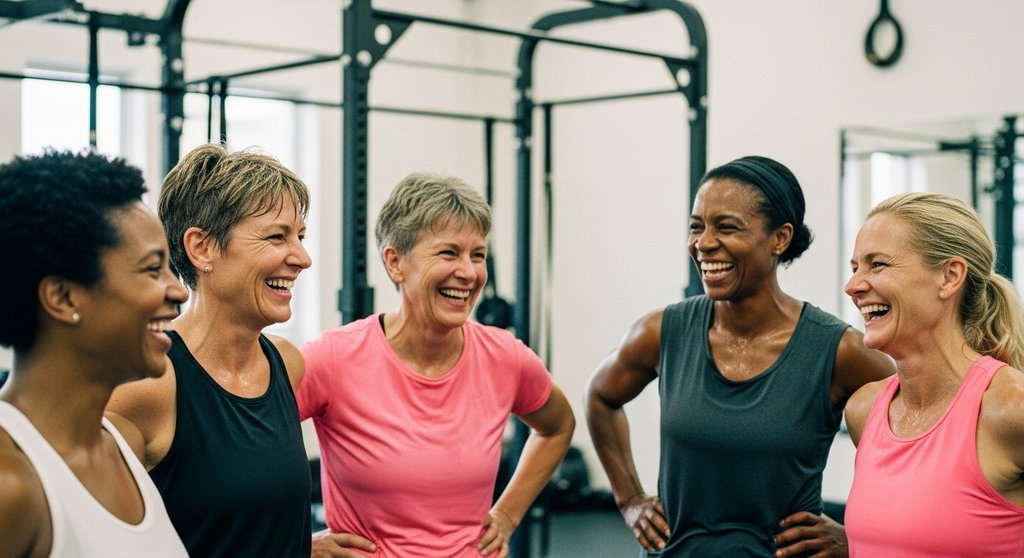 Verschiedene Altersgruppen feiern gemeinsam beim Crosstraining über 50 in der Box.