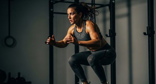 Eine Sportlerin führt mit maximaler Intensität ein HIIT-Workout zur Fettverbrennung durch.