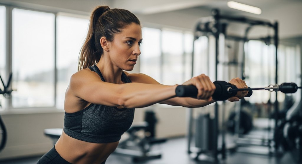 Junge Frau macht die Übung Russian Twist als Teil ihres HIIT Bauchmuskeltraining.