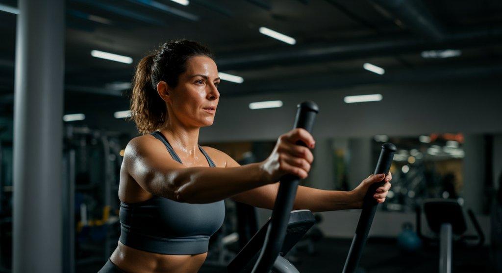 Frau zeigt die korrekte Haltung für effektives Crosstraining und Ausdauersport