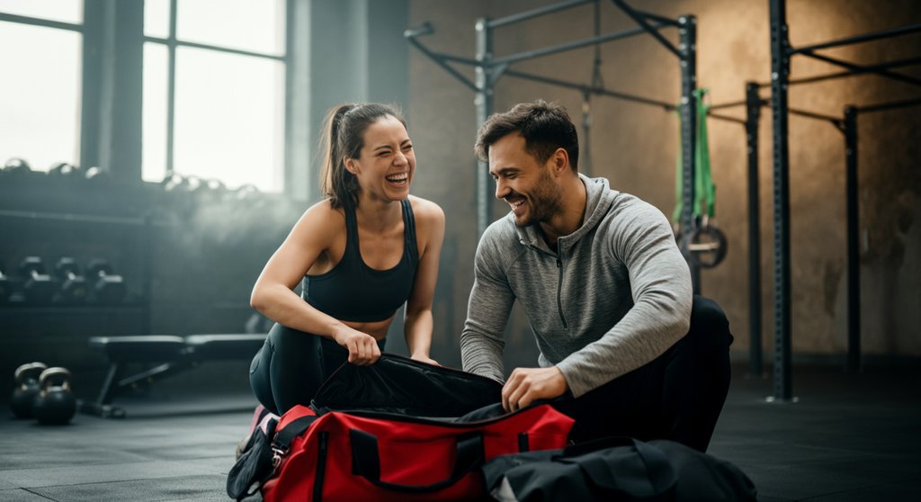 Eine Gruppe lacht zusammen; soziale Community Vorteile und Freundschaften entstehen beim Sport.