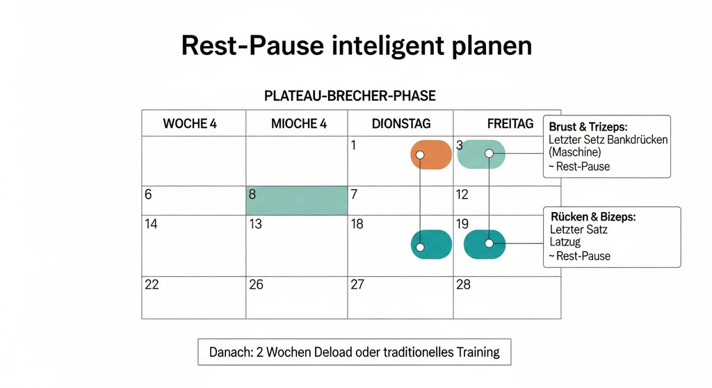 Beispiel für einen 4-Wochen-Plan zur Integration von Rest-Pause Training.