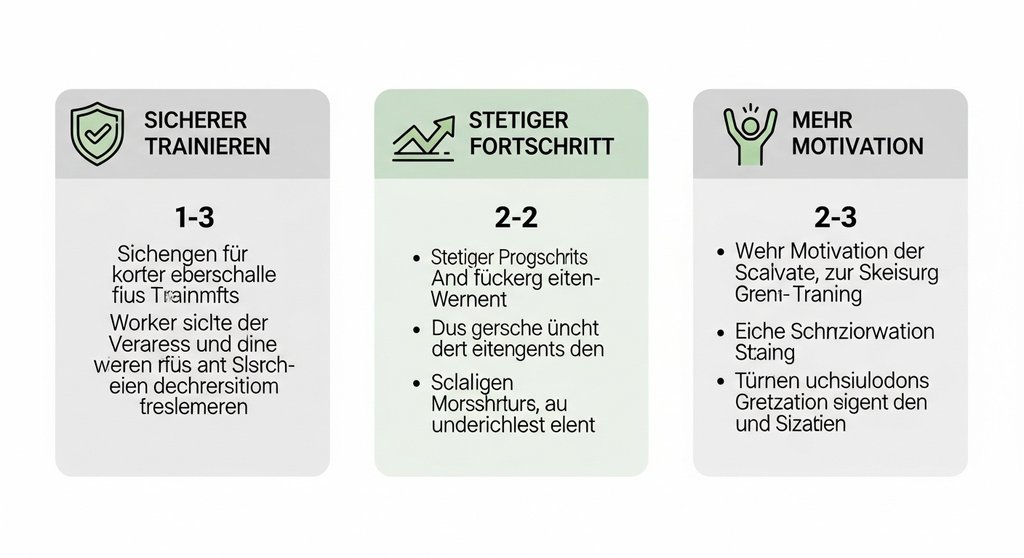 Infografik zu den Vorteilen von Crosstraining Skalieren: Verletzungsprävention, Fortschritt und Motivation.