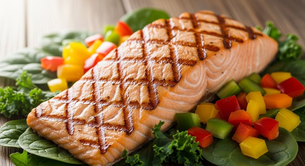Paleo Ernährung für CrossTraining: Gericht mit Lachs und Gemüse zur Regeneration.