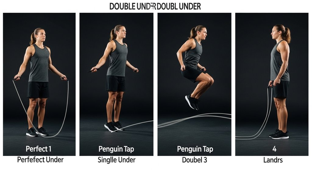 Anleitung mit den 4 Schritten zum Double Unders lernen: Vom Single Under zum Power Jump.