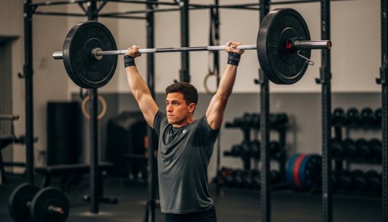 Thruster Übung in der finalen Phase der Bewegung